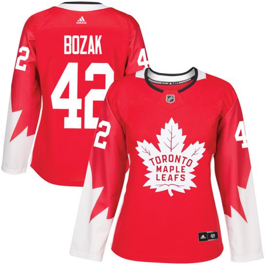 2017 NHL Toronto Maple Leafs women #42 Tyler Bozak red jersey->women nhl jersey->Women Jersey